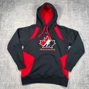 Team Canada Hockey Sweatshirt Mens Small Black Nike Center Swoosh Colour Block